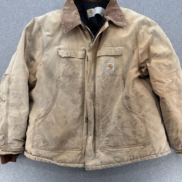 Vintage Carhartt Jacket Men XL Large Duck Canvas Chore Coat Corduroy Collar Barn - Picture 2 of 16
